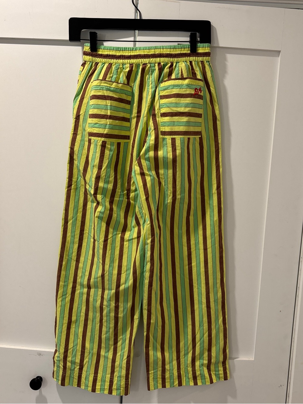 Damson Madder Striped Wide-Leg Pants - Lime & Brown - Picture 3 of 6